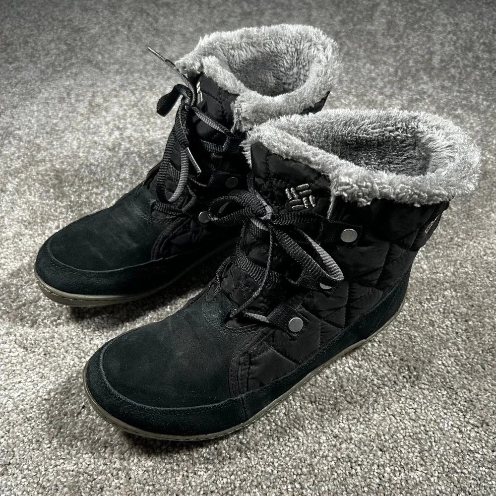 Columbia Minx Mid II Waterproof Omni-Heat Winter Boots Black Womens 7.5